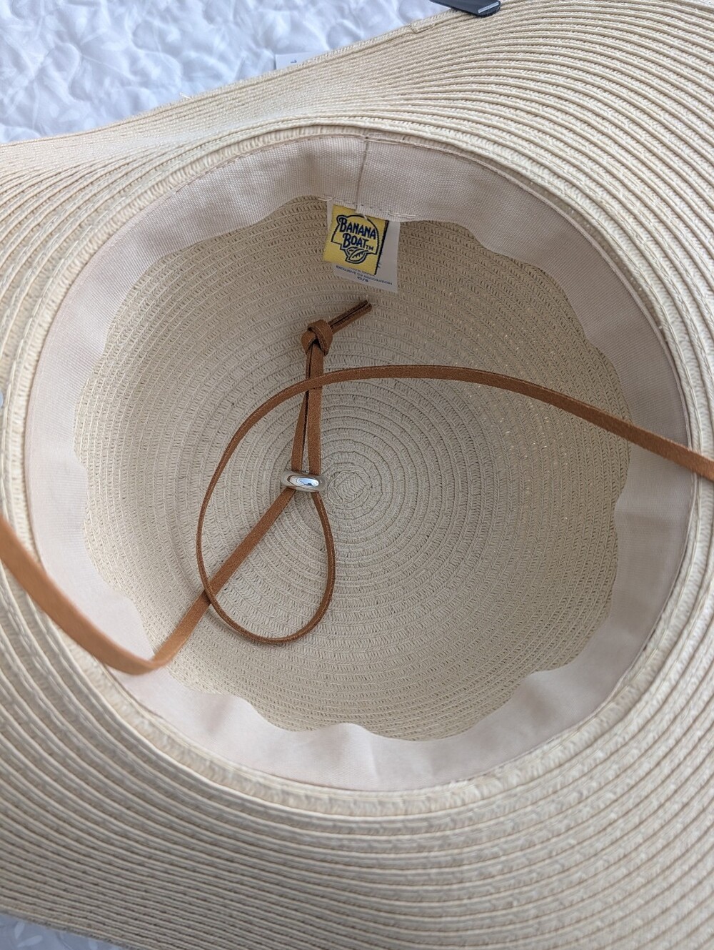NWT Banana Boat Beige Wide-Brim Ladies Sun Hat with Tan Trim - Picture 3 of 6